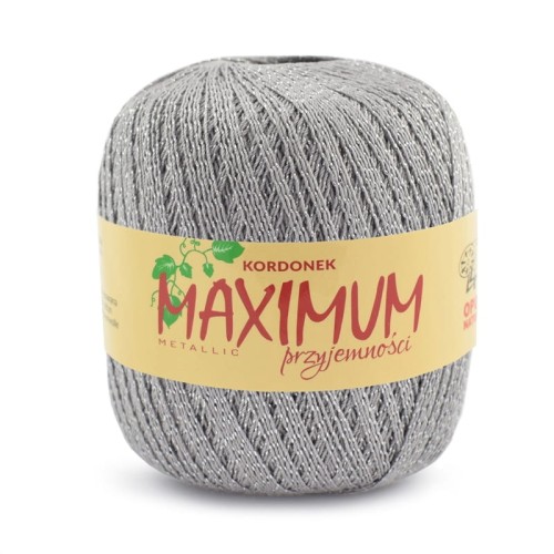 Kordonek Opus Natura MAXIMUM Metallic / 1815 popielaty ze srebrną nicią