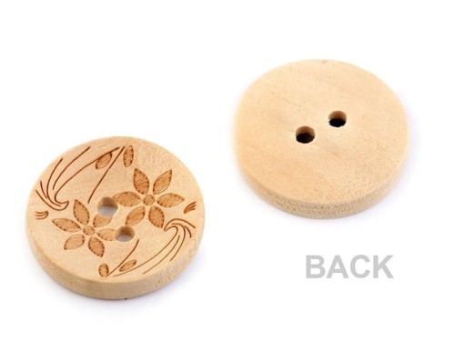 Guzik drewniany / 19,7 mm / "Kwiaty"