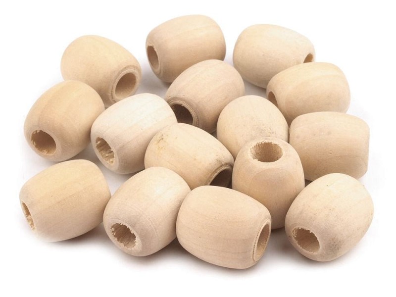 Koraliki drewniane / 18 x 20 mm / duży otwór 6 mm / naturalny / 10 szt.
