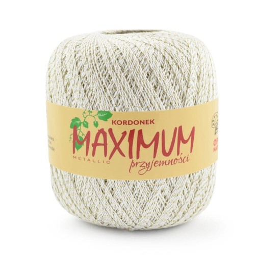 Kordonek Opus Natura MAXIMUM Metallic / biel ze złotą nicią