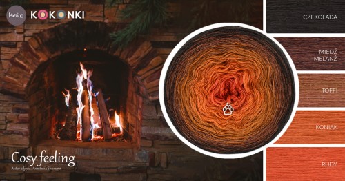 KOKONEK Merino 698 Cosy feeling - Czekolada/miedź melanż/toffi/koniak/rudy