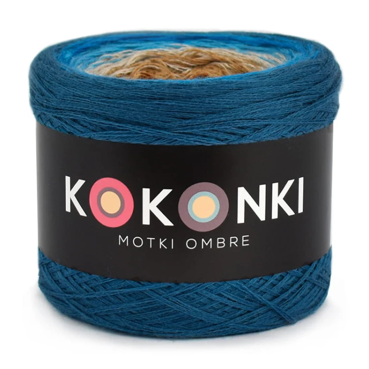 KOKONEK Merino 692 First frost - Petrol II/turkus II/turkus/safari/karmel melanż
