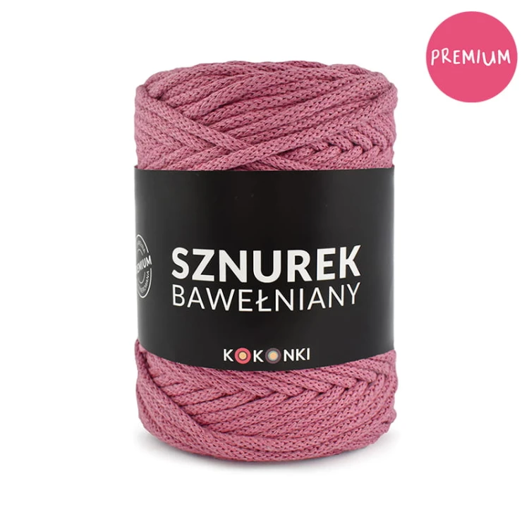 PREMIUM sznurek bawełniany by KOKONKI 5mm / rolka 100m / malwa