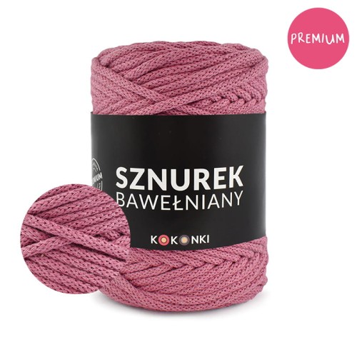 PREMIUM sznurek bawełniany by KOKONKI 5mm / rolka 100m / malwa