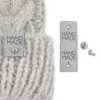 Metka nubuk premium z nitem do czapki "HAND MADE" / jasny szary / 60 x 20 mm / 1 szt.