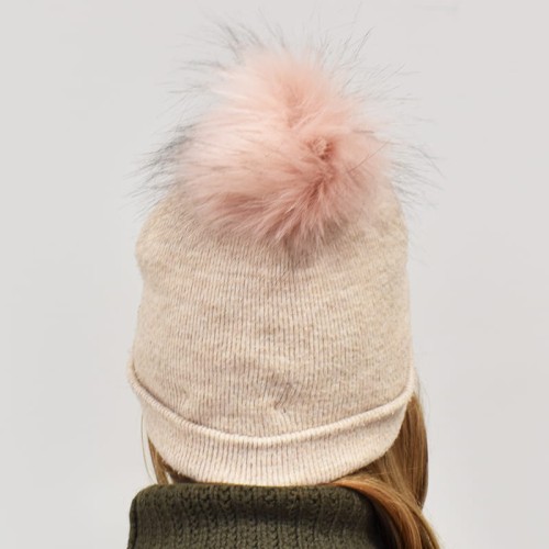 Pompon do czapki 12 cm / P-39 / róż z czernią