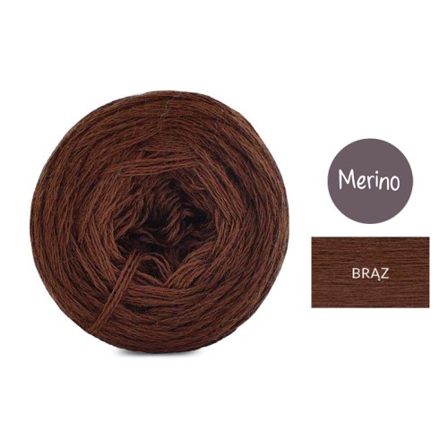 KOKONEK Merino Mono jeden kolor - brąz / 250m