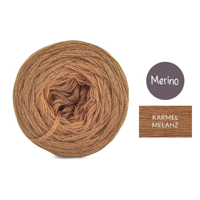 KOKONEK Merino Mono jeden kolor - karmel melanż / 250m