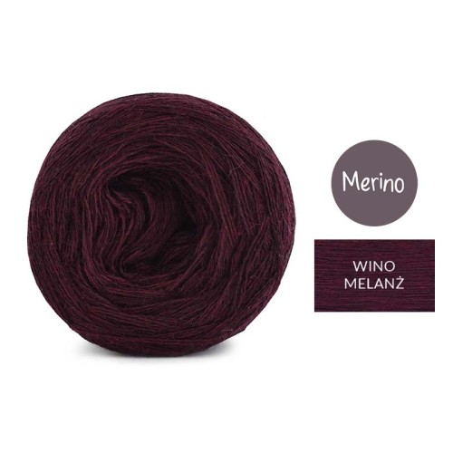 KOKONEK Merino Mono jeden kolor - wino melanż / 250m