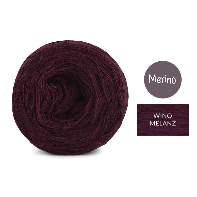 KOKONEK Merino Mono jeden kolor - wino melanż / 250m