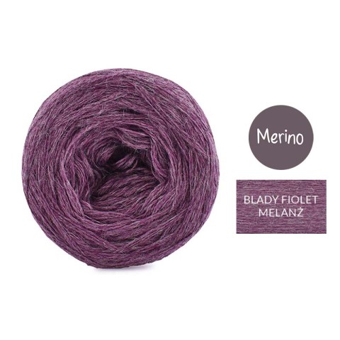 KOKONEK Mono Merino jeden kolor - blady fiolet melanż / 250m