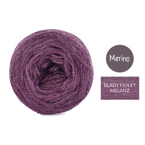 KOKONEK Merino Mono jeden kolor - blady fiolet melanż / 250m