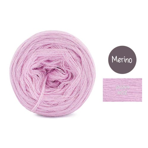 KOKONEK Merino Mono jeden kolor - jasny róż / 250m