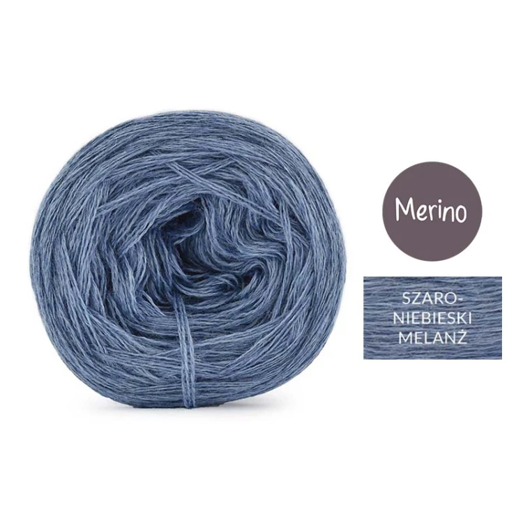 KOKONEK Merino Mono jeden kolor - szaroniebieski melanż / 250m