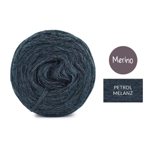 KOKONEK Merino Mono jeden kolor - petrol melanż / 250m