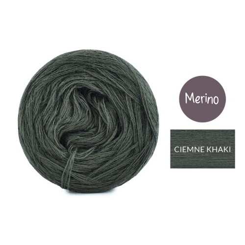 KOKONEK Merino Mono jeden kolor - ciemne khaki / 250m