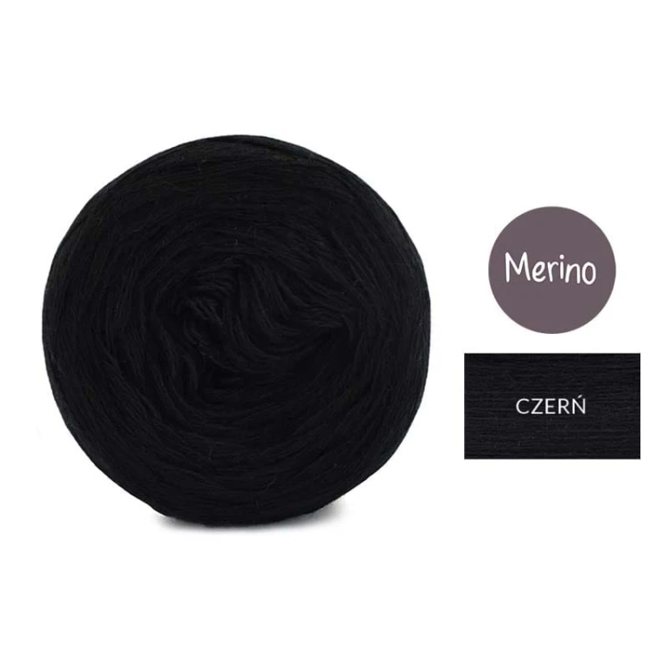 KOKONEK Merino Mono jeden kolor - czerń / 250m