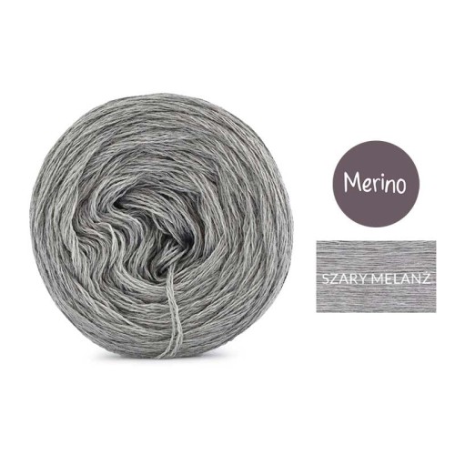 KOKONEK Merino Mono jeden kolor - szary melanż / 250m