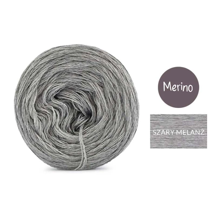 KOKONEK Merino Mono jeden kolor - szary melanż / 250m