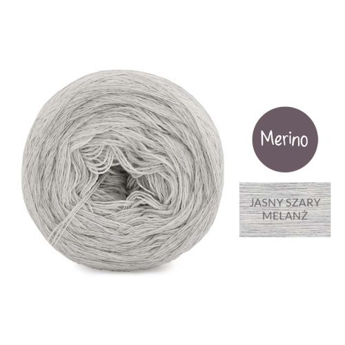 KOKONEK Merino Mono jeden kolor - jasny szary melanż / 250m