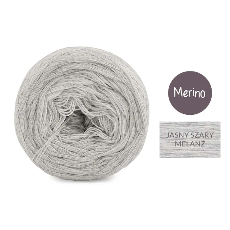 KOKONEK Merino Mono jeden kolor - jasny szary melanż / 250m