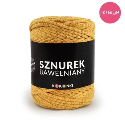 PREMIUM sznurek bawełniany by KOKONKI 5mm / rolka 100m / musztarda