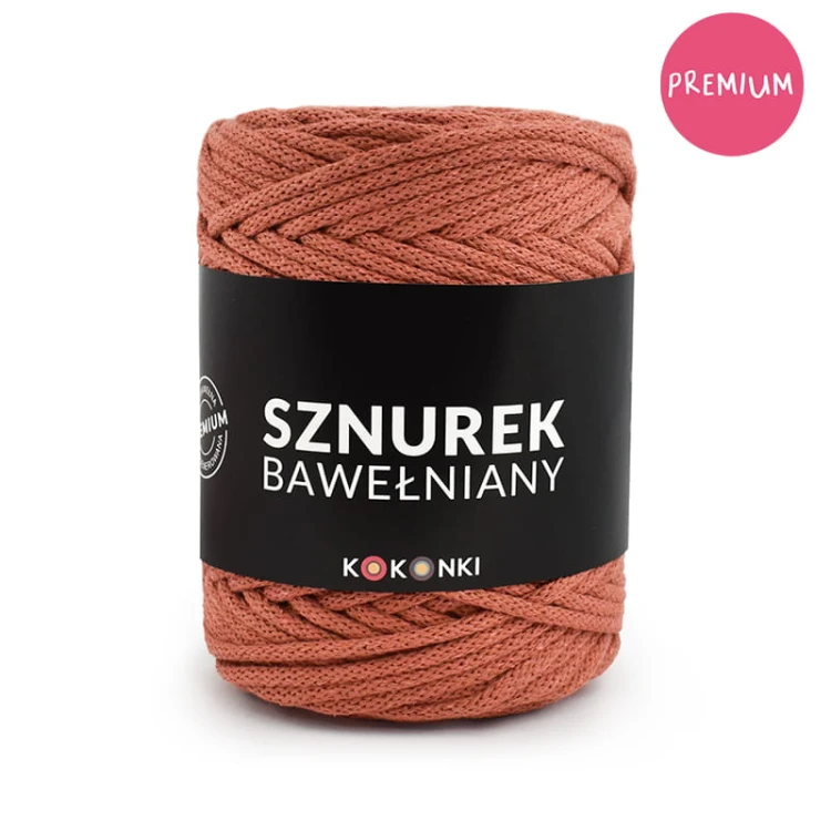 PREMIUM sznurek bawełniany by KOKONKI 5mm / rolka 100m / cegła