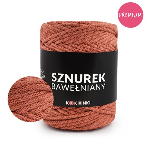 PREMIUM sznurek bawełniany by KOKONKI 5mm / rolka 100m / cegła