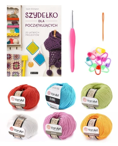 Zestaw SZYDEŁKOWY 109 - włóczki szydełko książka i akcesoria / dla początkujących