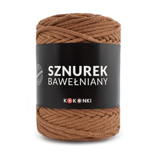 PREMIUM sznurek bawełniany by KOKONKI 5mm / rolka 100m / ciepły brąz