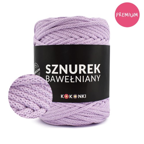 PREMIUM sznurek bawełniany by KOKONKI 5mm / rolka 100m / lawenda