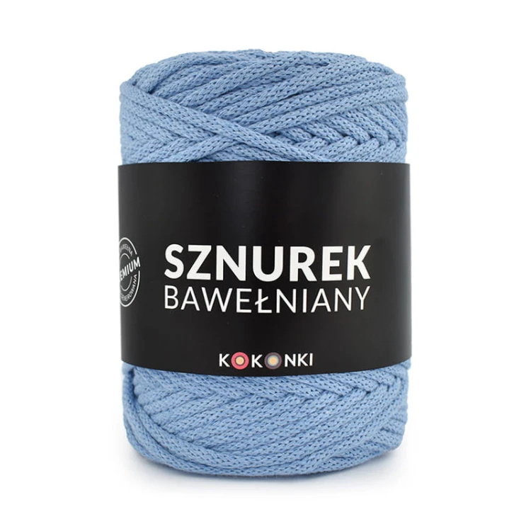 PREMIUM sznurek bawełniany by KOKONKI 5mm / rolka 100m / niebieski