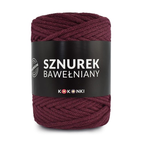 PREMIUM sznurek bawełniany by KOKONKI 5mm / rolka 100m / wino