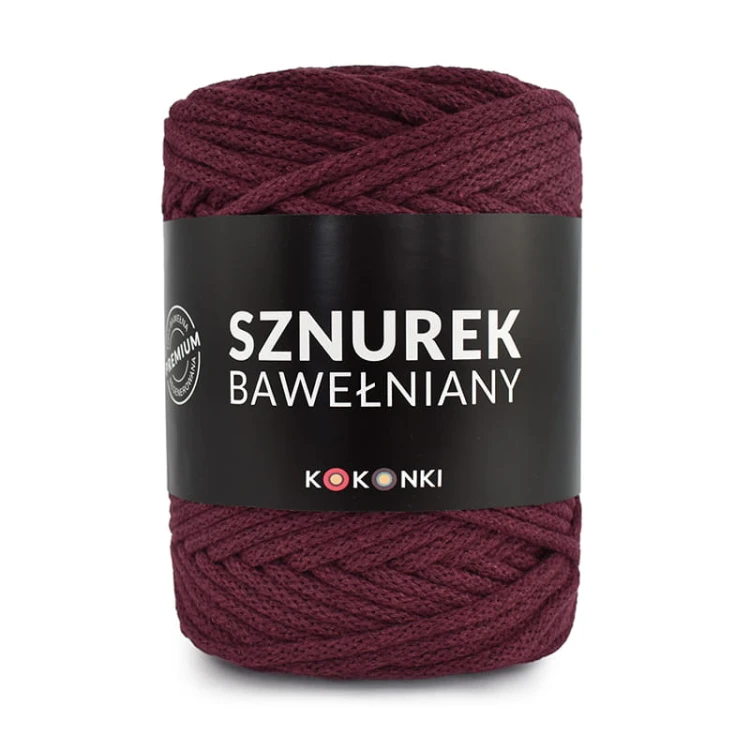 PREMIUM sznurek bawełniany by KOKONKI 5mm / rolka 100m / wino