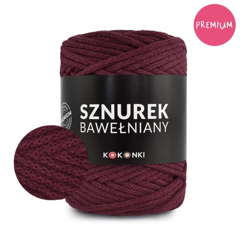 PREMIUM sznurek bawełniany by KOKONKI 5mm / rolka 100m / wino