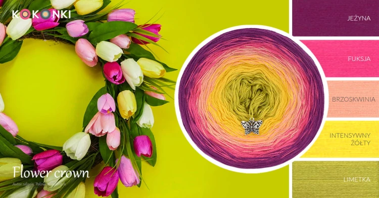 KOKONEK Classic B118 Flower crown - Jeżyna/fuksja/brzoskwinia/intensywny żółty/limetka