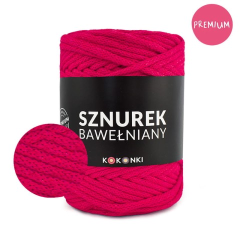 PREMIUM sznurek bawełniany by KOKONKI 5mm / rolka 100m / czerwień - OUTLET