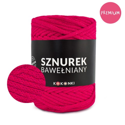 PREMIUM sznurek bawełniany by KOKONKI 5mm / rolka 100m / czerwień (wiązany)