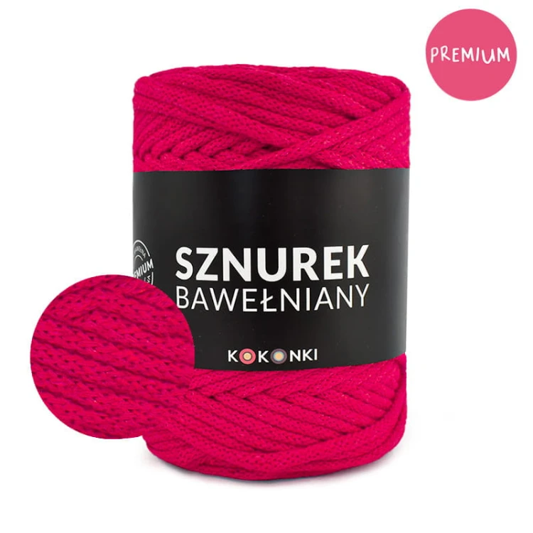 PREMIUM sznurek bawełniany by KOKONKI 5mm / rolka 100m / czerwień (wiązany)