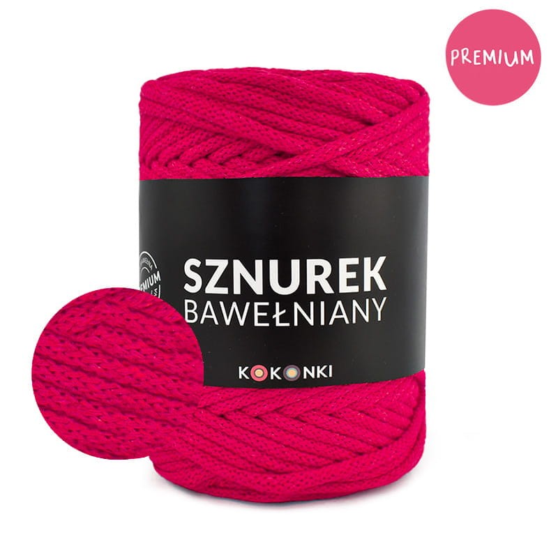 PREMIUM sznurek bawełniany by KOKONKI 5mm / rolka 100m / czerwień (wiązany)