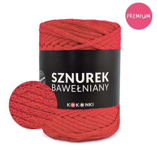 PREMIUM sznurek bawełniany by KOKONKI 5mm / rolka 100m / czerwień