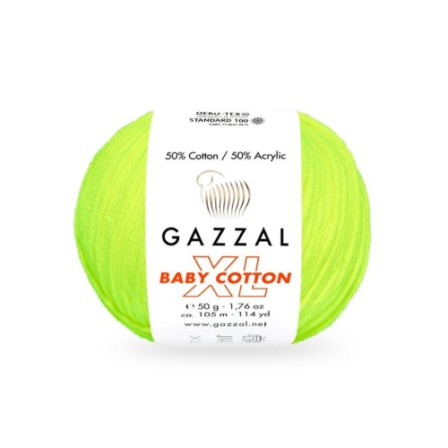 Włóczka Gazzal Baby Cotton XL 3462 - neonowa zieleń