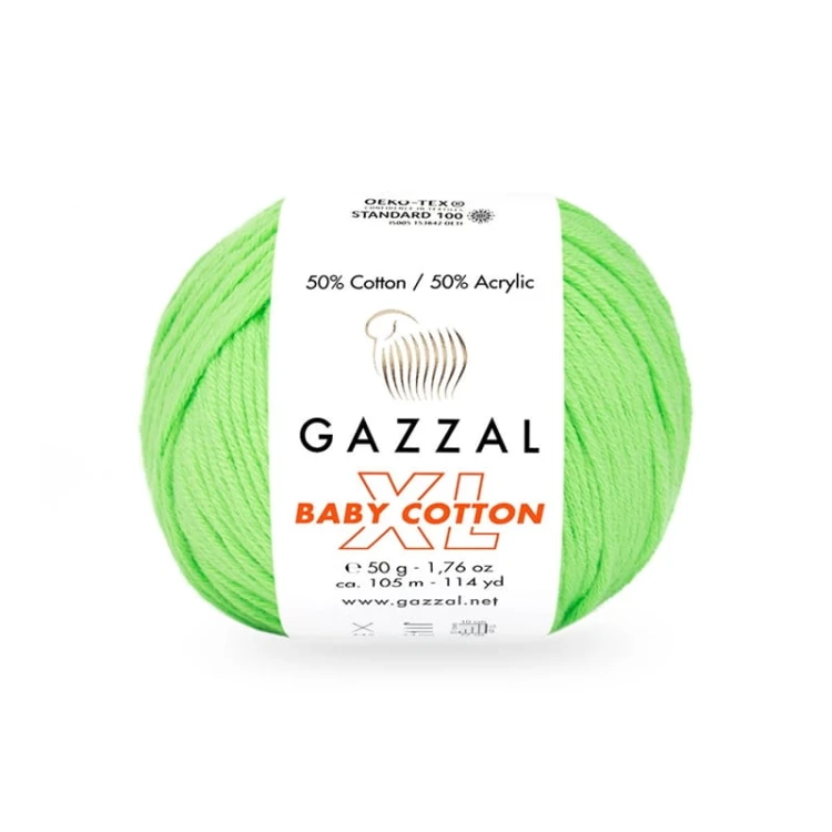 Włóczka Gazzal Baby Cotton XL 3427 / zielone jabłuszko