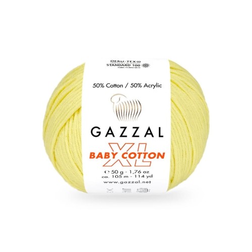 Włóczka Gazzal Baby Cotton XL 3413 / jasny żółty