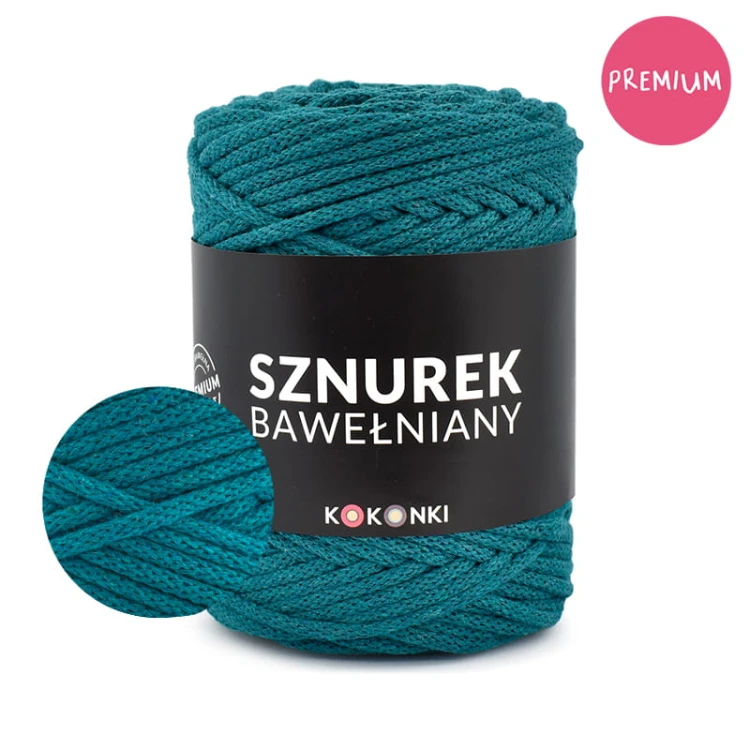 Sznurek bawełniany by KOKONKI 5mm / rolka 100m / ciemny szmaragd (wiązany)