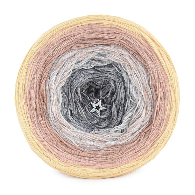 KOKONEK Merino 710 - Żółty/łososiowy/zgaszona morela/jasny szary melanż/szary melanż/średni szary