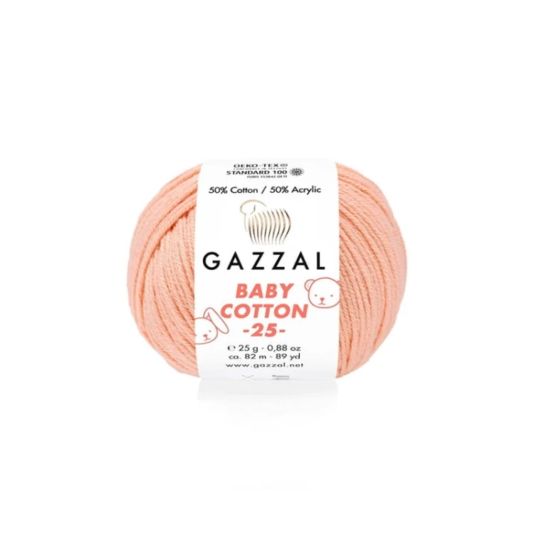 Włóczka Gazzal Baby Cotton 3412 - 25g - brzoskwinia