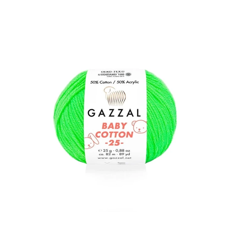 Włóczka Gazzal Baby Cotton 3427 - 25g - zielone jabłuszko