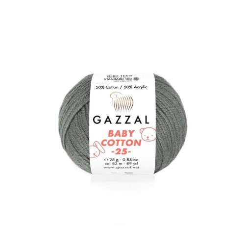 Włóczka Gazzal Baby Cotton 3450 - 25g - ciemny szary