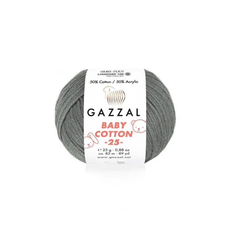Włóczka Gazzal Baby Cotton 3450 - 25g - ciemny szary